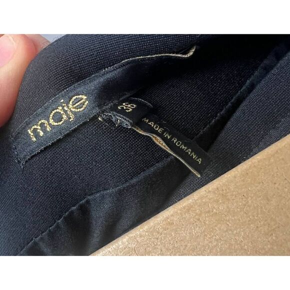 Maje Black Blue White Embroidered Mini Skirt Sz. 36 (US Small) - Picture 5 of 7